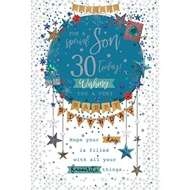 For A Special Son 30 30th Today Bunting Happy Birthday Card Lovely Verse