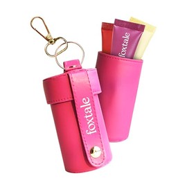 Foxtale Lip Pouch | Luxury Leather Lip Gloss Bag, Mini Lipstick Case with Keychain | Travel Friendly | Lip Balm Storage Holder