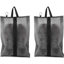 2 Pack Shoe Bags for Travel, Sneaker Bags, Waterproof Travel Shoe Bags with Zipper for Packing, Golf Shoe Dust Bags for Man and Women, XX-Large, Black