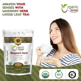 Organic Way Mugwort Herb Tea Cut & Sifted (Artemisia Vulgaris) Herbal Tea | Kosher & USDA Certified | Vegan, Non-GMO & Gluten Free | Raw from Albania (2 Ounce (Pack of 1))