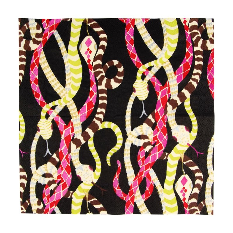 Caspari Serpentine Black Cocktail Napkins - 20 Per Package, 4