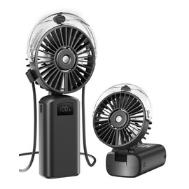 Gaiatop Portable Misting Fan, 180° Foldable Handheld, 3 Speeds USB Rechargeable, Spray Water Mist with LED Digital Display, Personal Cooling Mini Hand Fans for Travel, Hiking, Concert, Outdoor, Black