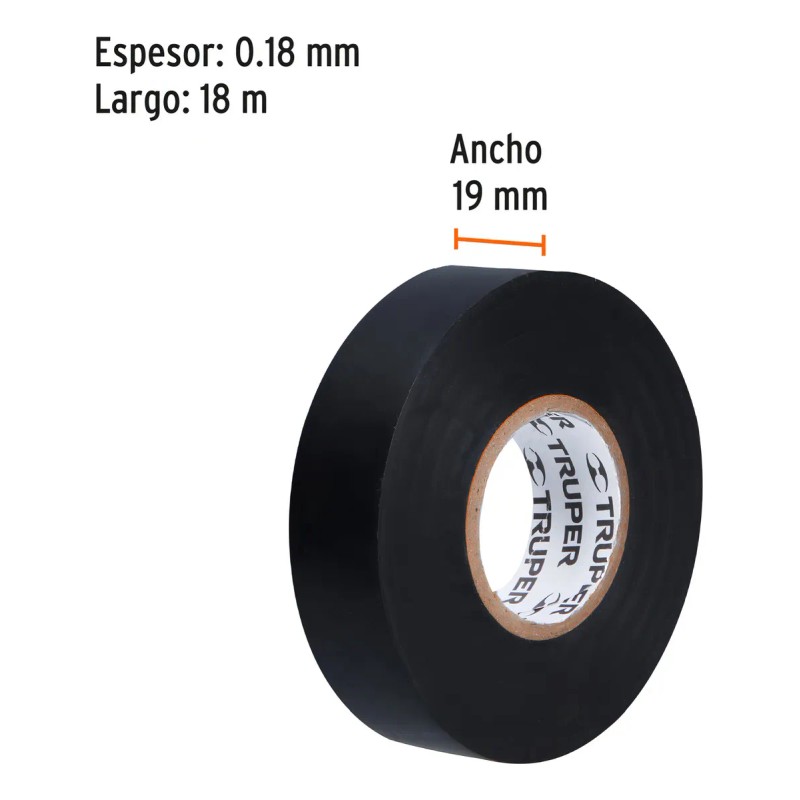 Truper M33 12500 cinta de aislar 18mx19mm cor negra 8