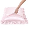 HommxJF Blush Pink Satin Ruffled Pillow Cases for Hair and