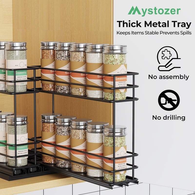 Mystozer Pull Out Spice Rack Organizer for Cabinet, Slide Out