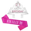 GAFATORY Pink 21st Birthday Headband and Finally 21 Sash