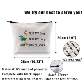 Country Farm Gift Chicken Lover Gift Funny Chicken Cosmetic Bag Not My Coop Not My Poop Not Today Clucker Farm Animal Bag, Not My Coop