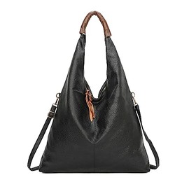 ITALYSHOP24.COM XXL Women's Shopper Shoulder Bag Handbag Shoulder Bag Leisure Bag Leather Look Bag, black, shoulder bag