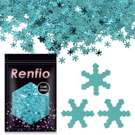 Renfio Snowflake Glitter, 1.75 Oz/50g Snow Flakes Confetti Glitters, Snowflake Decorations Snowflakes Shape Sequin Chunky Glitter for Resin Nail Art Christmas Winter Wonderland Decor Holiday - Azure