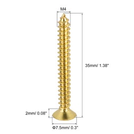 QUARKZMAN Brass Wood Screws, M4 x 35 mm Phillips Flat Head Self-Drilling Connection Screw for Door Hinges, Wood Furniture, Household Appliances, Pack of 150