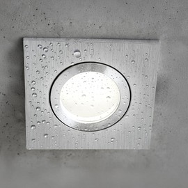 SSC-LUXon QW-2 Recessed Spotlights Square Brushed Aluminium IP44 Square Spotlight with GU10 Socket for Bathroom and Kitchen Pack of 6