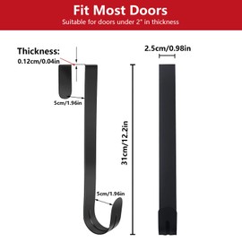 Wreath Hanger for Front Door, 2 pcs Wreath Jewelry Metal Door Hook, Colgador de Corona de Navidad para Puerta Principal