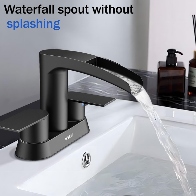 Bathroom Sink Faucet for 3 Hole, Hurran 4 Inch Bathroom