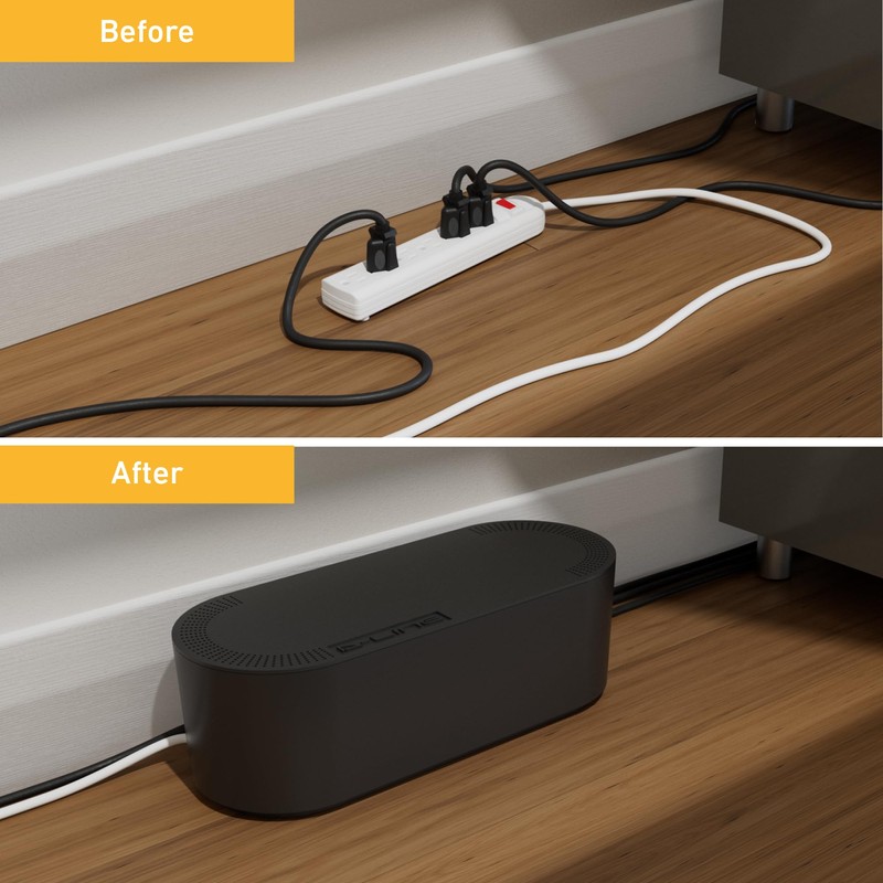 D-Line Cable Management Box, Power Strip Cover, Floor Outlet Hider,