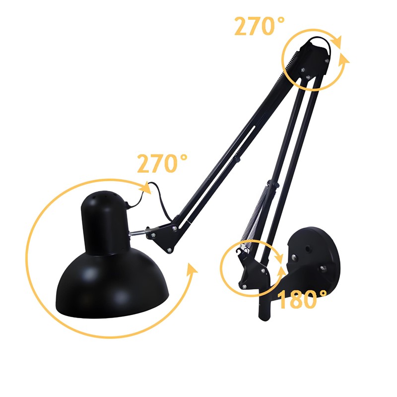BRRSKBK Black Industrial Swing Arm Wall Light Nordic Adjustable Long