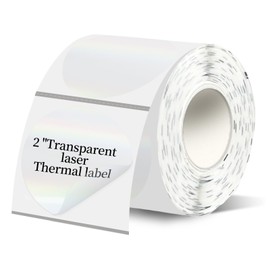 2''Transparent Laser Thermal Label,Round Self-Adhesive Direct Thermal Label,Thermal Stickers for DIY Logo Design,Name Tag (300/Roll
