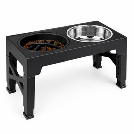 Elevated Dog Feeder for Daily Meals - Adjustable Stand with Double Stainless Steel Bowls for Small to Large Dogs