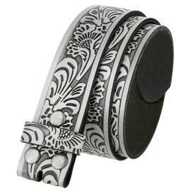 Belts.com BS220 Western Floral Embossed Vintage Soft Genuine Leather Belt Strap 1.5" Black 34