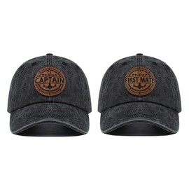 Rybicag - Sombrero de capitán y primer compañero para hombres y mujeres, regalo de barco fresco para propietarios de barcos o disfraz de barco, blanco/azul