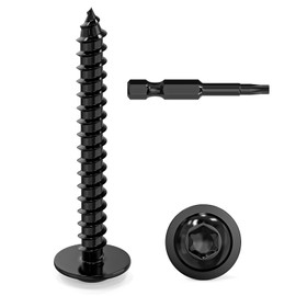 Dayalo Pack of 50 self-tapping screws, 3.9 x 32 mm, black, stainless steel flat head with disc Torx screws, self-tapping screws, drilling screws, wood screws, lens head, full thread, with drill