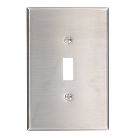 Leviton 1-Gang Toggle Switch Wallplate, Oversized, Non-Magnetic Stainless Steel, 84101-40