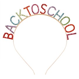 HSWE Teacher Headband for Women Sparkle Rhinestone Back to School Hairband Colorful Crystal BACK TO SCHOOL Letter Tiara Headpiece Teachers Appreciation Back to School Party Decoration