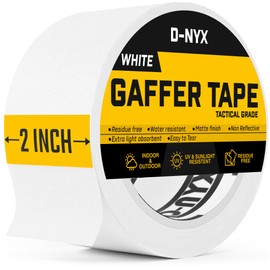 D-NYX Gaffer Tape 2 Inch x 1 Pack White Gaff Tape No Residue, Heavy Duty Gaffers Tape, Multipurpose Real Professional Grade White Gaffer Tape, Matte Finish, Non-Reflective, Waterproof