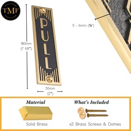 The Metal Foundry PULL Metal Door Sign. Art Deco Style Home Decor Accessories Door Or Wall Brass Plaque. Handmade In England.