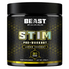 Beast Pharm | Pre Workout Powder | Eddie Hall's STIM | 390g / 30 Servings | Lemon Sherbet