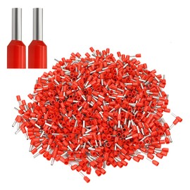 XHF 1000 PCS AWG 24/0.34mm² Wire Ferrules Insulated Copper Crimp Connectors, Crimp Pin Cord End Terminals Red
