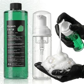 Rayyl Tattoo Green Soap 16.9OZ 100% Ultra Concentrated & 7OZ Foam Bottle Kit – Green Tattoo Soap Vegan Formula, Professional Skin Cleanser for Tattoos & Piercings, Travel-Ready Value Pack
