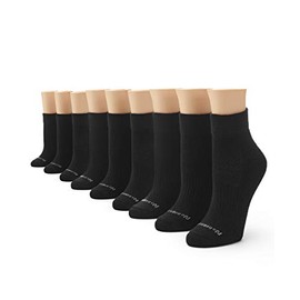 No nonsense womens Soft & Breathable Cushioned Quarter Top Running Socks, Black - 9 Pair Pack, 4 10 US
