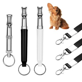 Kenmohuo 3pcs Dog Whistles for Recall, Adjustable Frequency Dog Training Whistle to Stop Barking, Silent Ultrasonic Stainless Steel Whistle for Dog & Puppy Recall