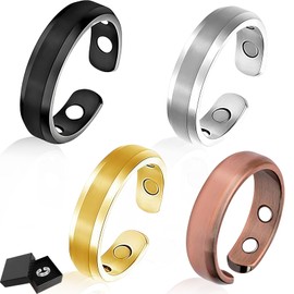 Pddenality 4 Pcs Magnetic Rings for Women, Adjustable Thumb Rings for Womens, Women Men Unisex Pinky Ring, Attractive and Durable Suitable for Daily Dates Work or Party Wear