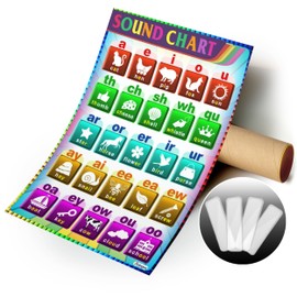 ADOGEO Reading Sounds Chart Poster for Classroom School, Elementary Classroom Spelling Reading Posters, Interactive Letters Sounds Talking Vowels Poster, Preschool & Kindergarten Learn to Read 12x18