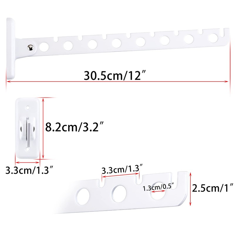 Sumnacon Foldable Wall Hook, Wall Hanger, 8 Rows, Stainless Steel,