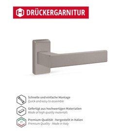 Gedotec Narrow Frame Handle Set Aluminium 1 Set Door Fitting Door Handle Room Door on Narrow Rosette PZ Cylinder Handle Pair Nickel Push 1317 Door Set Including Mounting Material