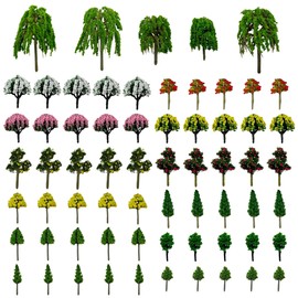 Cayway 65 PCS Model Trees Mixed Model Tree, Diorama Tree Fake Miniature Trees Model Scenery Supplies for DIY Projects Landscape Fairy Garden
