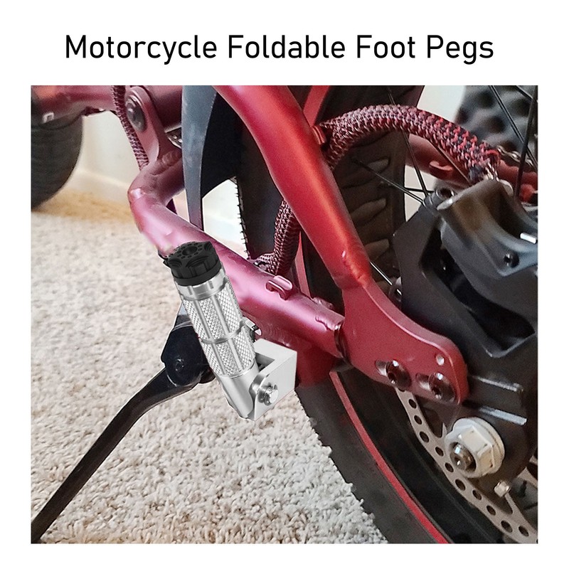 2Pcs Motorcycle Foldable Foot Pegs M8 Antislip Aluminium Alloy Universal