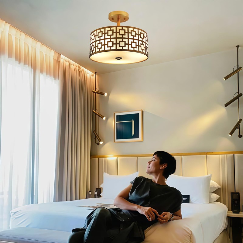 DLLT Flush Mount Ceiling Light: Modern 3-Light Semi Flush Mount