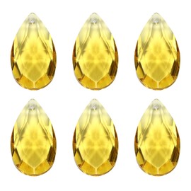 PATIKIL K9 Crystal Pendants Teardrop Beads, 6 Pack 38mm Chandelier Prisms Parts Hanging Beads DIY Lamp for Arts Crafts Decoration, Golden