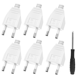 HITRENDS Eurostecker Flach, Euro Flachstecker, Stromstecker Flach (220V, 2.5A), Wei? - 6 Stcke