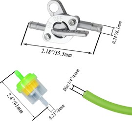 Gonfren Green Gas Fuel Line Hose Clamps, Fuel Oil Filter with Inline Petcock Shut Off Valve for 50cc 70cc 110cc 125cc 150cc Baja Taotao Apollo ATV Go Karts Motorcycle Dirt Pit Bike