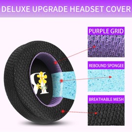 Jomwag Replacement Earpads for Alienware AW510H/AW310H, Breathable Mesh Black/Purple Ear Pads