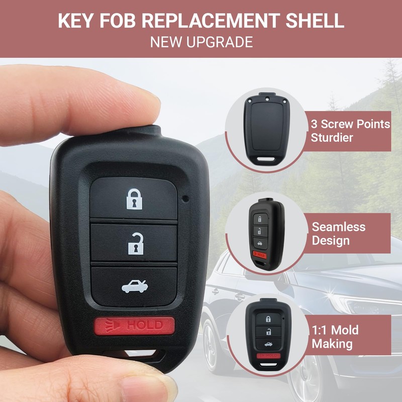 No Cutting Required Key Fob Case Shell fit for Honda