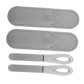 Vaguelly Nail File Kit Double Sided Slip Handle Grinding Files Mini Stainless Steel Portable Travel Size Nail Tools