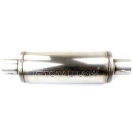 TOTALFLOW 20420N Notched Ends Straight Through 3-1/2 Inch Universal Exhaust Muffler | 409 Stainless Steel | 3.5 Inch Inner Diameter Inlet/Outlet