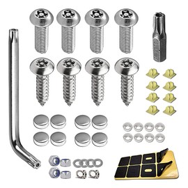 Opuweiy License Plate Screws Kits, Stainless Security Screws Fastener Nut, Car License Plate Anti-Theft Buckle Fixing (Silver)