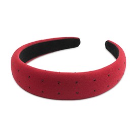 SXQLYH Headband Padded Fabric Headband, Beautiful Headband Padded with Rhinestones Women's Hair Accessories Headband Wide Padded Headband for Women Girls Birthday Gift (Red, A)