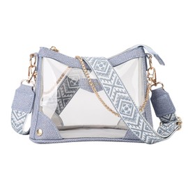 TINYAT Clear Bag Stadium Events Clear Crossbody Purse for Women with Adjustable Wide Strap Transparent Shoulder Bag for Party